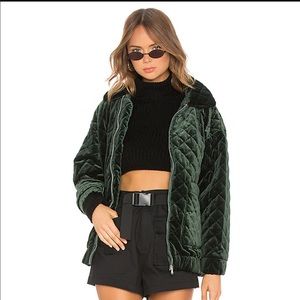 I.AM.GIA green velvet quilted jacket